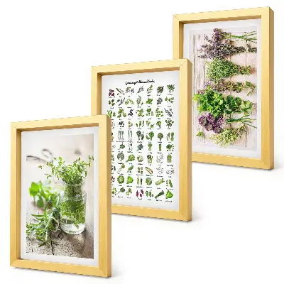 Dried plants framed triptych herb list for the kitchen