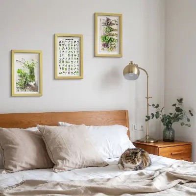 Dried plants framed triptych herb list for the kitchen