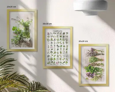 Dried plants framed triptych herb list for the kitchen