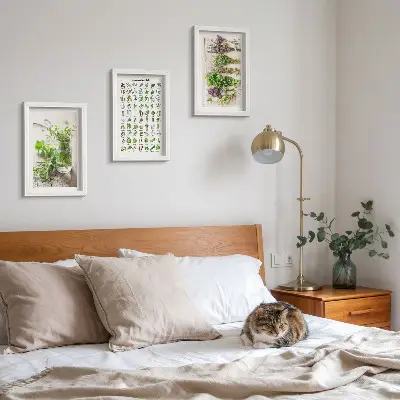 Dried plants framed triptych herb list for the kitchen