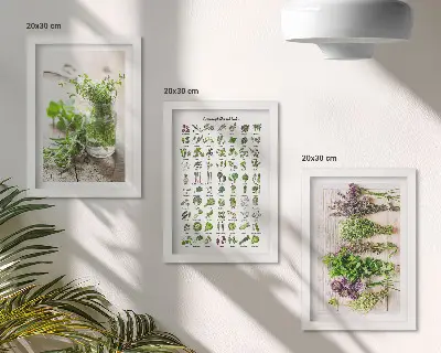 Dried plants framed triptych herb list for the kitchen