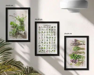Dried plants framed triptych herb list for the kitchen