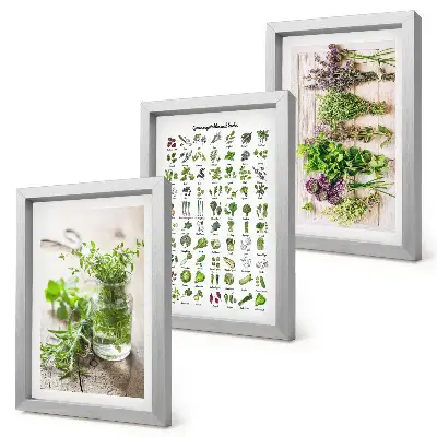 Dried plants framed triptych herb list for the kitchen