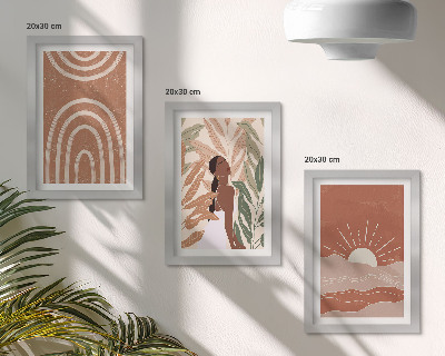3-piece wall art set Boho abstract shapes and illustrations