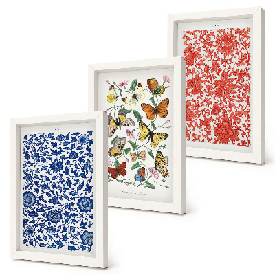 Photo frame wall Vintage flowers butterflies and ornaments posters