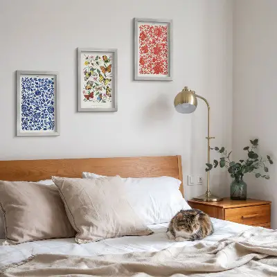 Photo frame wall gallery set with vintage flower, butterfly, and ornament posters