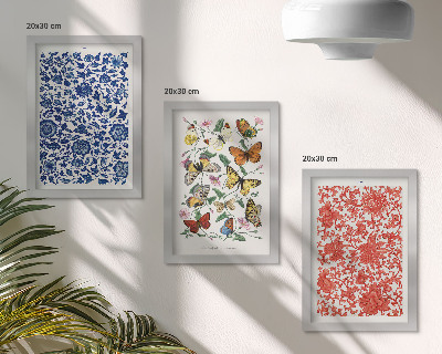 Photo frame wall Vintage flowers butterflies and ornaments posters
