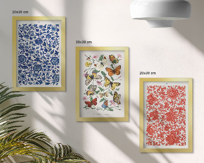 Photo frame wall Vintage flowers butterflies and ornaments posters