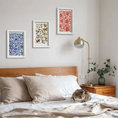 Photo frame wall gallery set with vintage flower, butterfly, and ornament posters