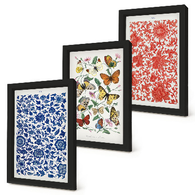 Photo frame wall Vintage flowers butterflies and ornaments posters