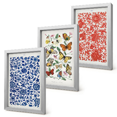Photo frame wall Vintage flowers butterflies and ornaments posters