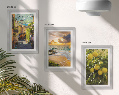 Framed triptych Picturesque streets, sea, beach and citrus trees