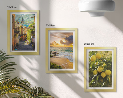 Framed triptych Picturesque streets, sea, beach and citrus trees