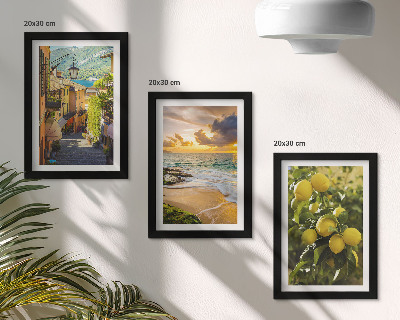 Framed triptych Picturesque streets, sea, beach and citrus trees