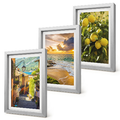 Framed triptych Picturesque streets, sea, beach and citrus trees