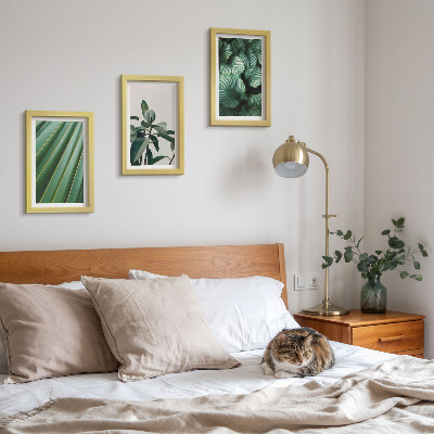 3-piece wall art set Aesthetic tropical leaves in various shades of green