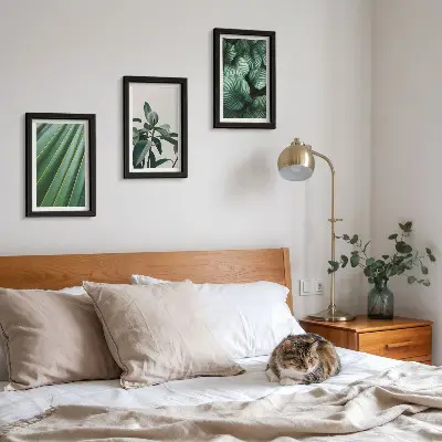 3-Piece tropical leaf wall art set aesthetic design in various shades of green