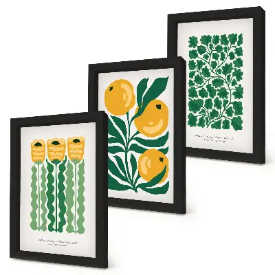 Photo frame wall gallery set with botanical flower and leaf prints posters