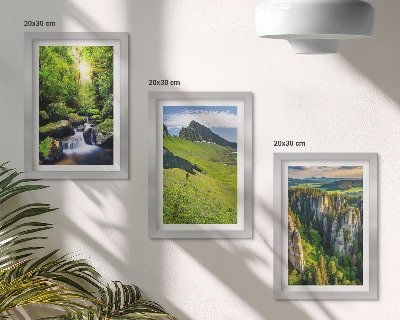 3-piece wall art set Green mountain landscapes with a waterfall and forest