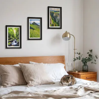 3-piece wall art set green mountain landscapes featuring a waterfall and forest