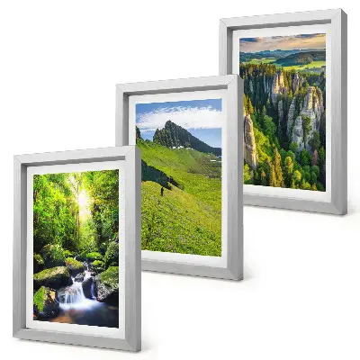 3-piece wall art set green mountain landscapes featuring a waterfall and forest