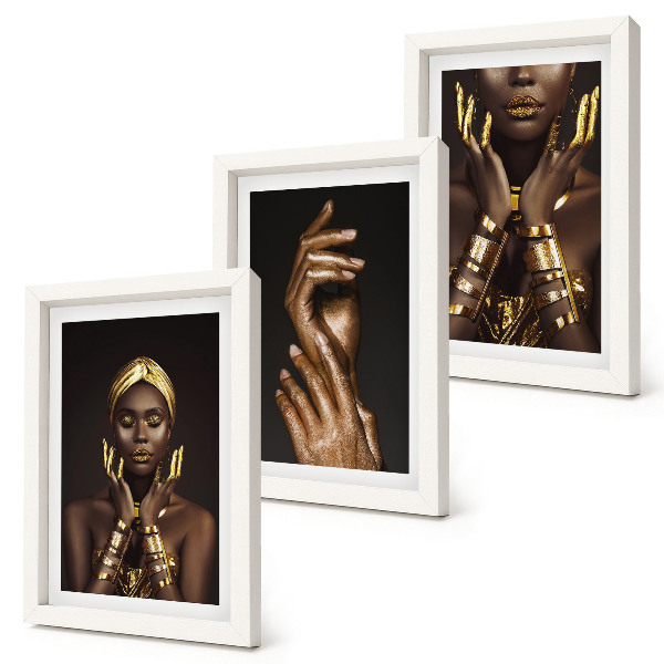 Framed triptych Elegant portraits of an African woman