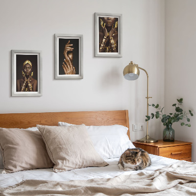 Framed triptych Elegant portraits of an African woman