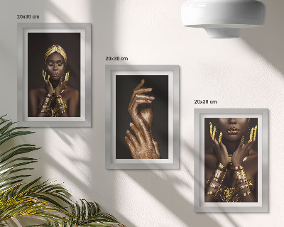 Framed triptych Elegant portraits of an African woman