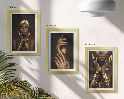 Framed triptych Elegant portraits of an African woman