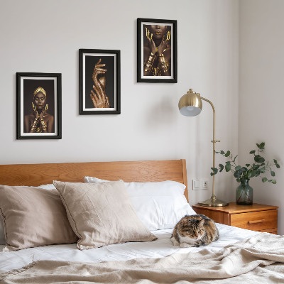 Framed triptych Elegant portraits of an African woman