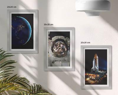 3-piece wall art set Space views with Earth, astronaut, and rocket