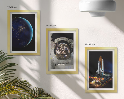 3-piece wall art set Space views with Earth, astronaut, and rocket