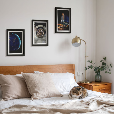 3-piece wall art set Space views with Earth, astronaut, and rocket