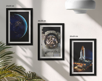 3-piece wall art set Space views with Earth, astronaut, and rocket