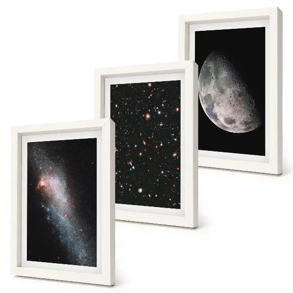 Photo frame wall set space galaxy stars and full moon design
