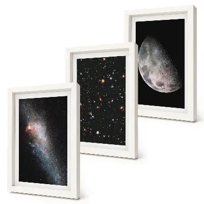 Photo frame wall set space galaxy stars and full moon design