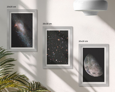Photo frame wall Space galaxy stars and full moon