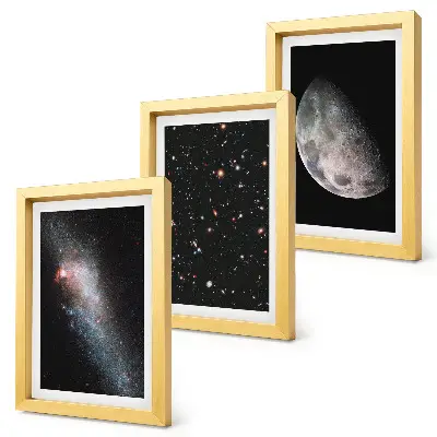 Photo frame wall set space galaxy stars and full moon design