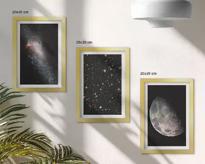 Photo frame wall set space galaxy stars and full moon design