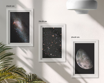 Photo frame wall Space galaxy stars and full moon