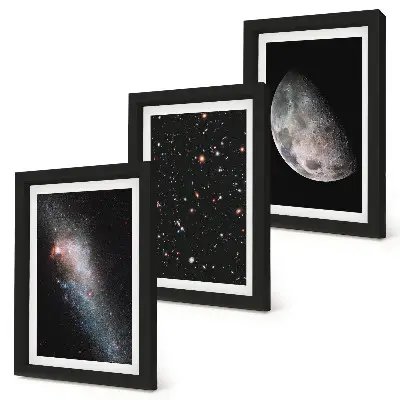 Photo frame wall set space galaxy stars and full moon design