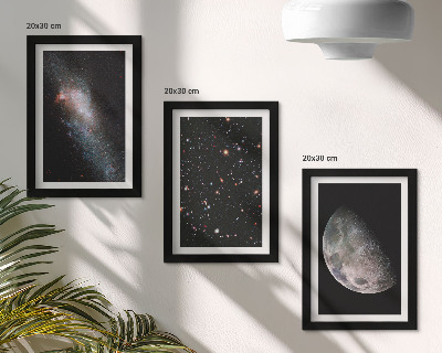 Photo frame wall Space galaxy stars and full moon