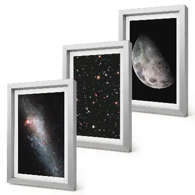 Photo frame wall set space galaxy stars and full moon design