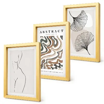 3-piece wall art set Abstract poster of feminine shapes leaves boho style