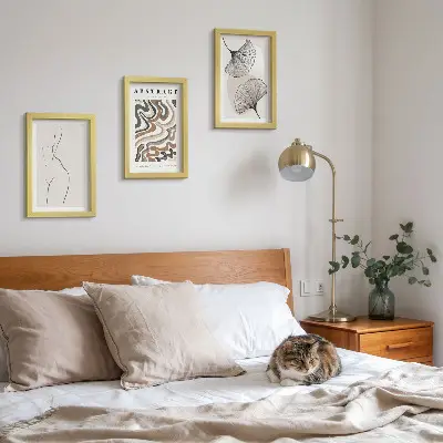 3-piece wall art set Abstract poster of feminine shapes leaves boho style