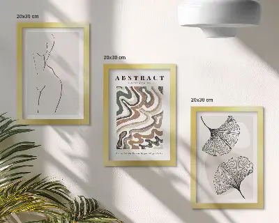 3-piece wall art set Abstract poster of feminine shapes leaves boho style