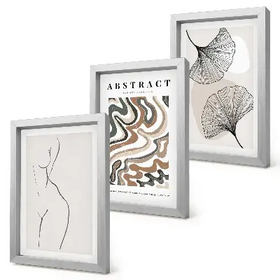 3-piece wall art set Abstract poster of feminine shapes leaves boho style