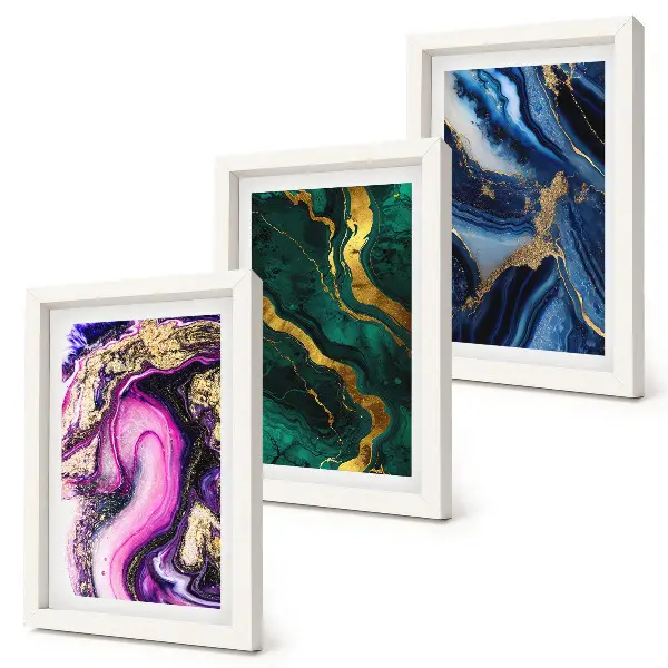 Photo frame wall Abstract patterns in shades of pink, green and blue