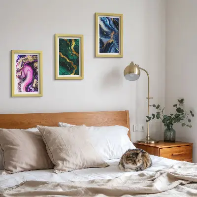 Photo frame wall Abstract patterns in shades of pink, green and blue