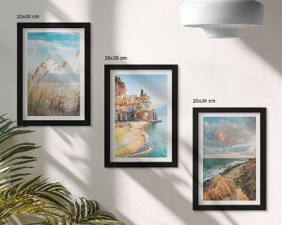 3-piece wall art set Seaside landscapes with a beach, city and cliffs